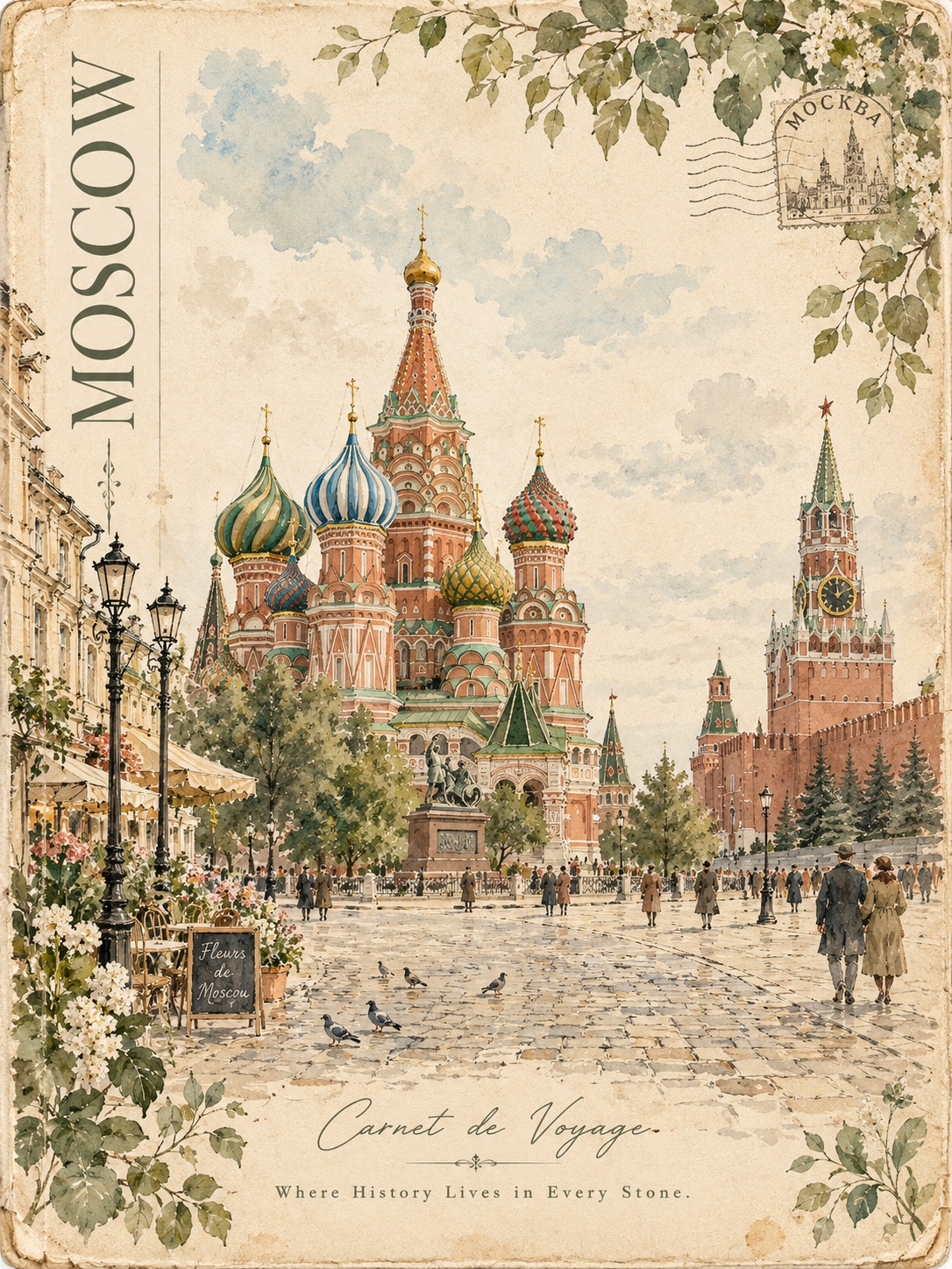 Vintage TOKIO Watercolor Travel Journal Cover