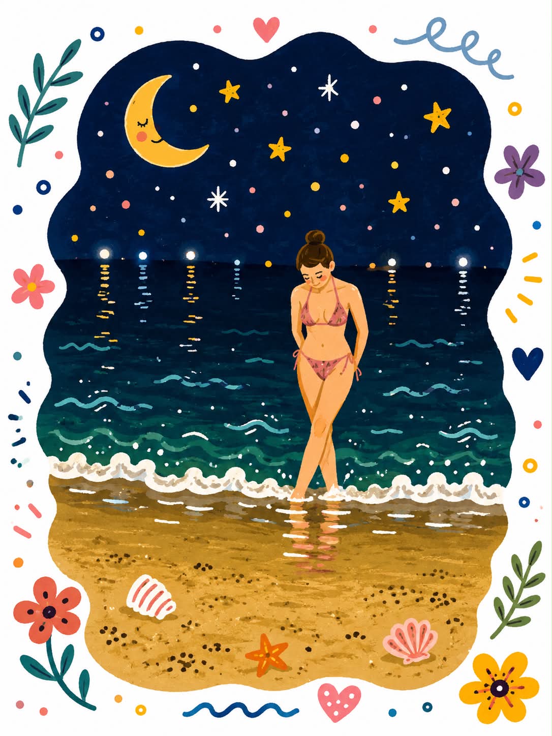Decorative Folk Flat Illustration with Doodle Elements output 2
