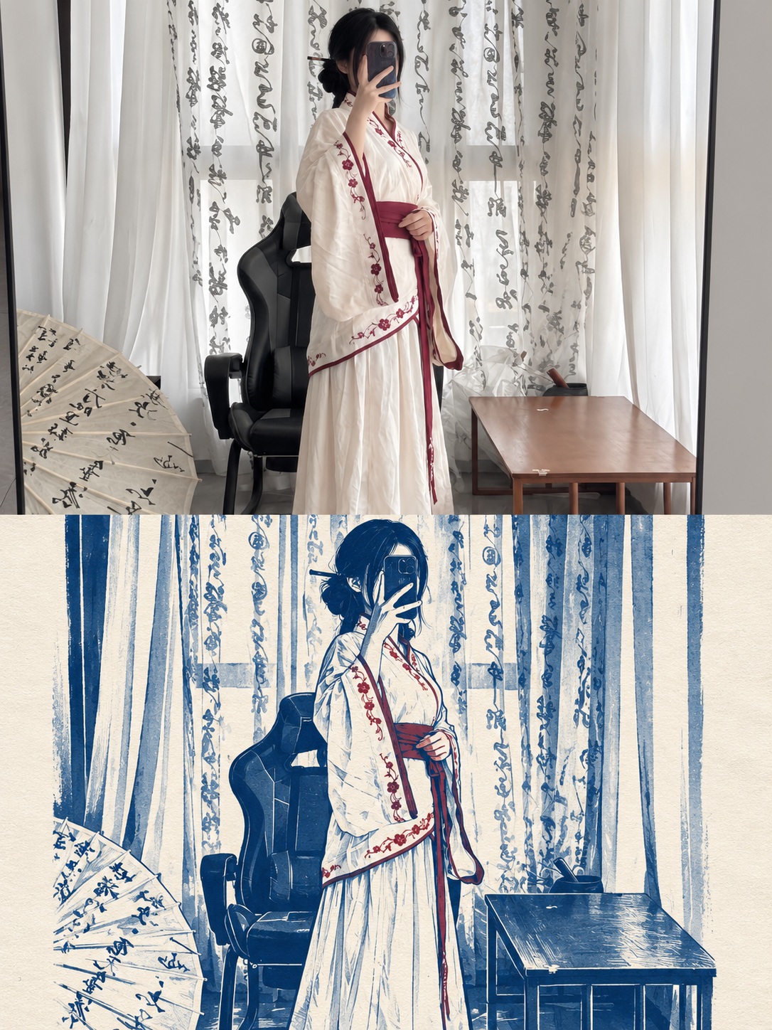 Split Photo and Cyanotype Silhouette Comic output 3