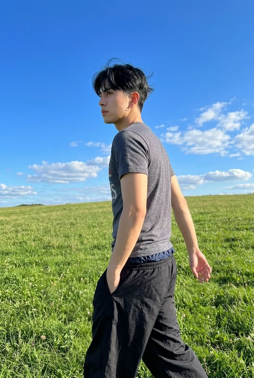 Photorealistic Meadow Portrait of a Young Man output 6