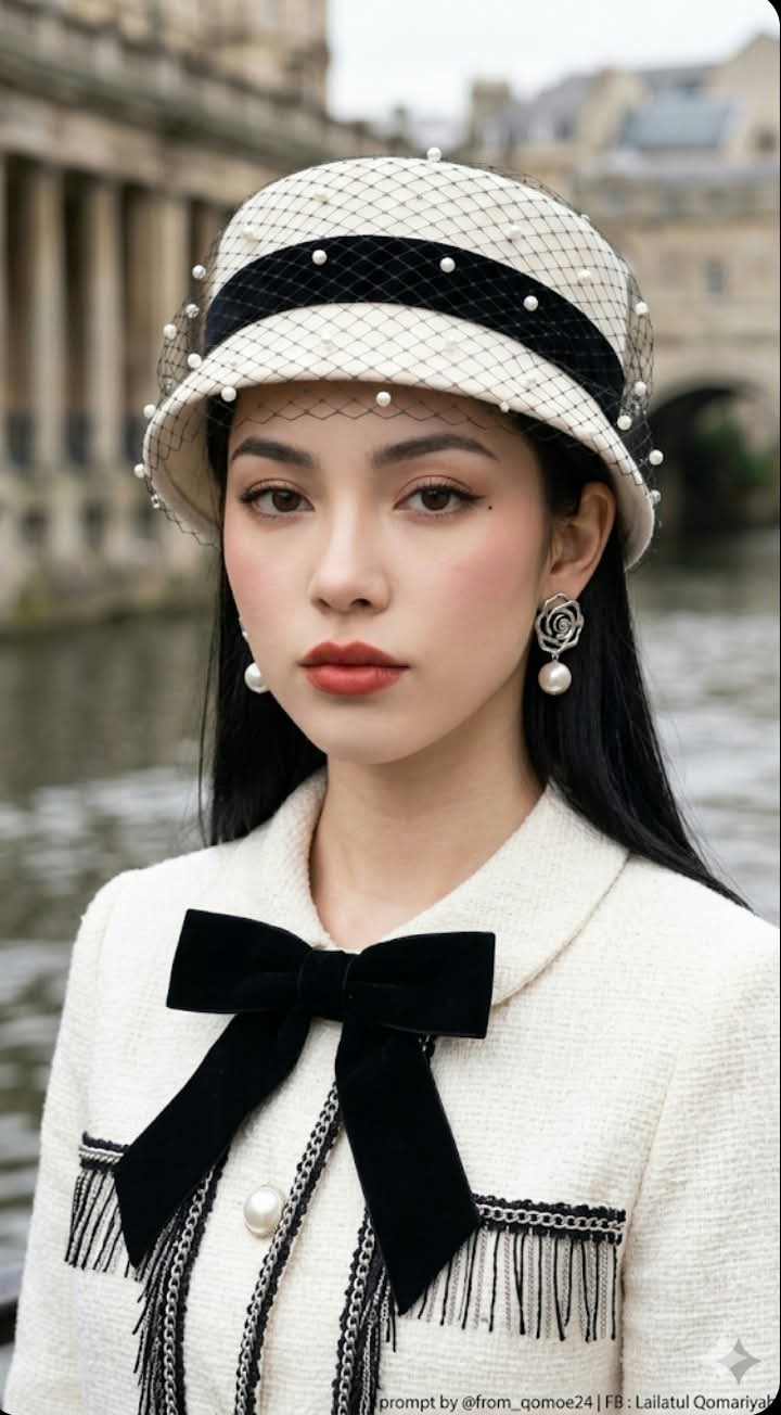 Ivory Tweed and Pearl-Veil Fashion Portrait output 2