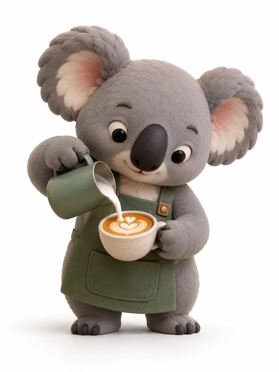 Clay Koala Pouring Latte Art