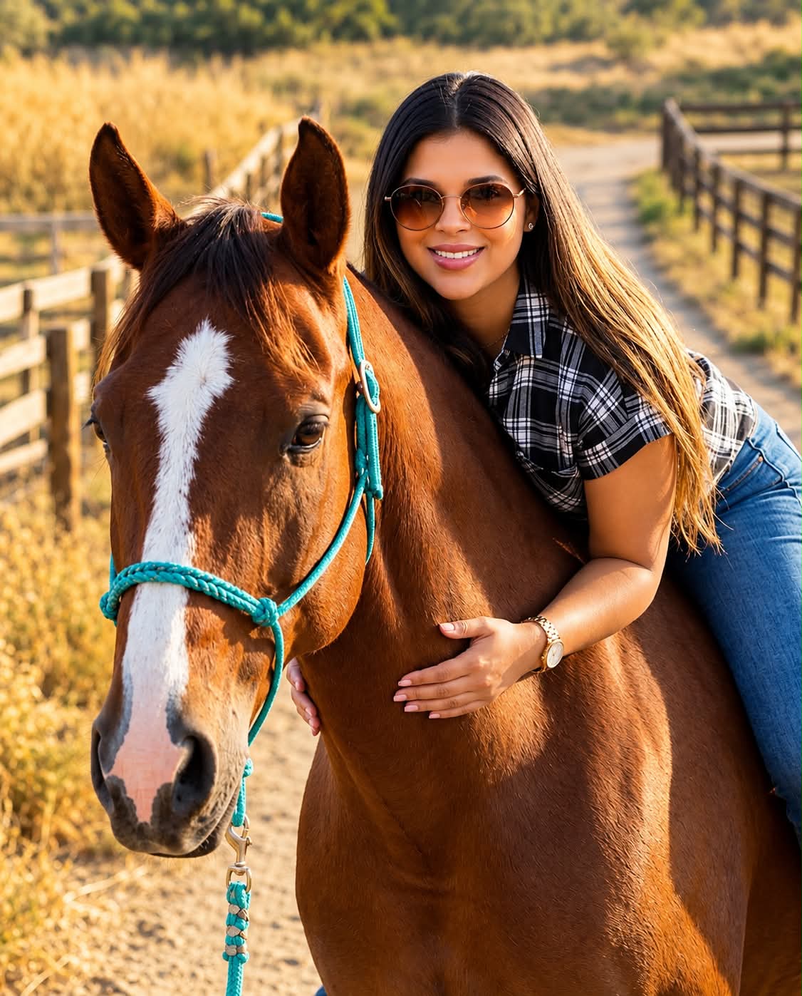 Ultra-Realistic Rural Portrait of a Woman with a Horse