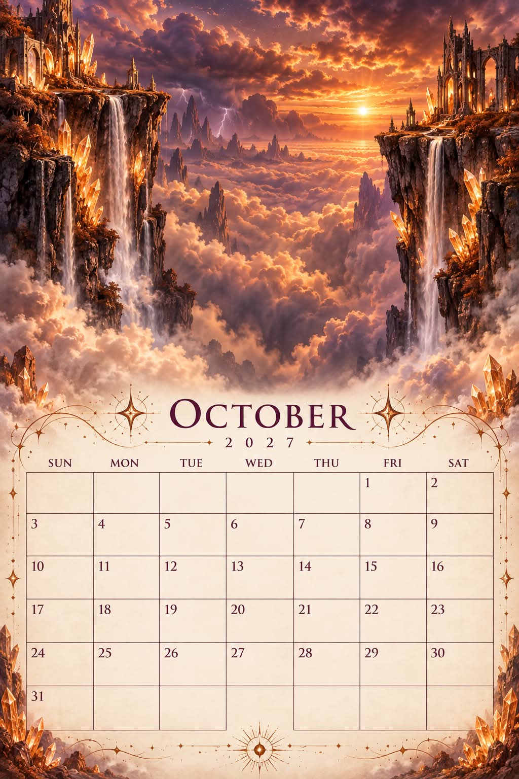 Floating Crystal Islands Fantasy Calendar Page output 4