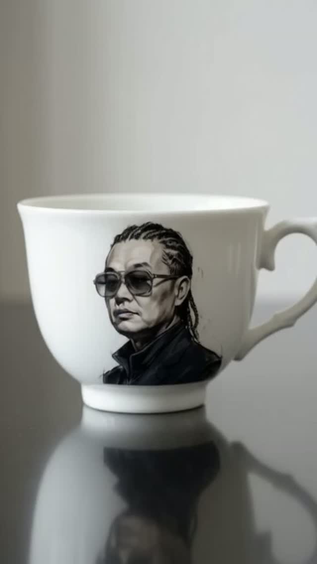 Porcelain Teacup Melting into a Golden Figurine