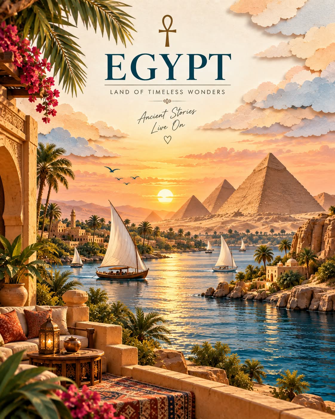 Luxury Watercolor Papercraft Travel Poster output 4