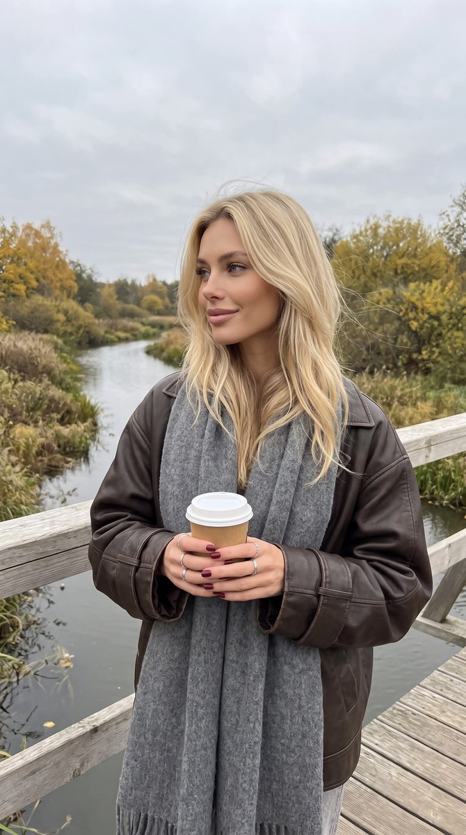 Candid Autumn Portrait on a Riverside Bridge output 2