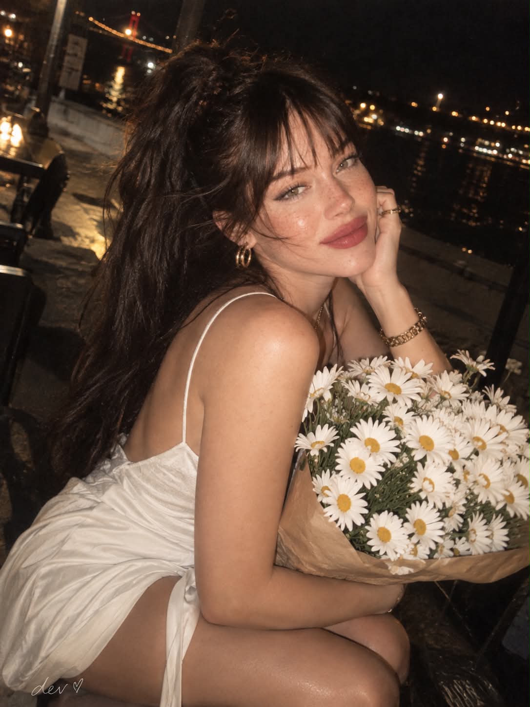 Candid Night Portrait with White Daisies output 2