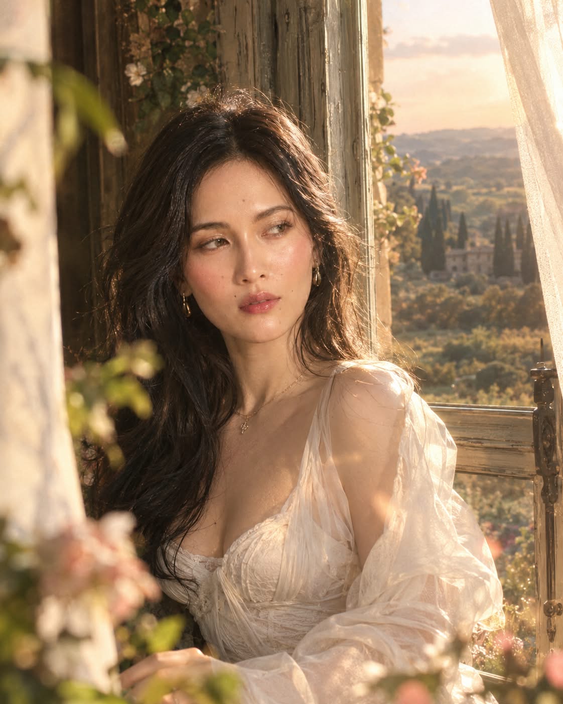 Dreamy Window-Side Editorial Portrait