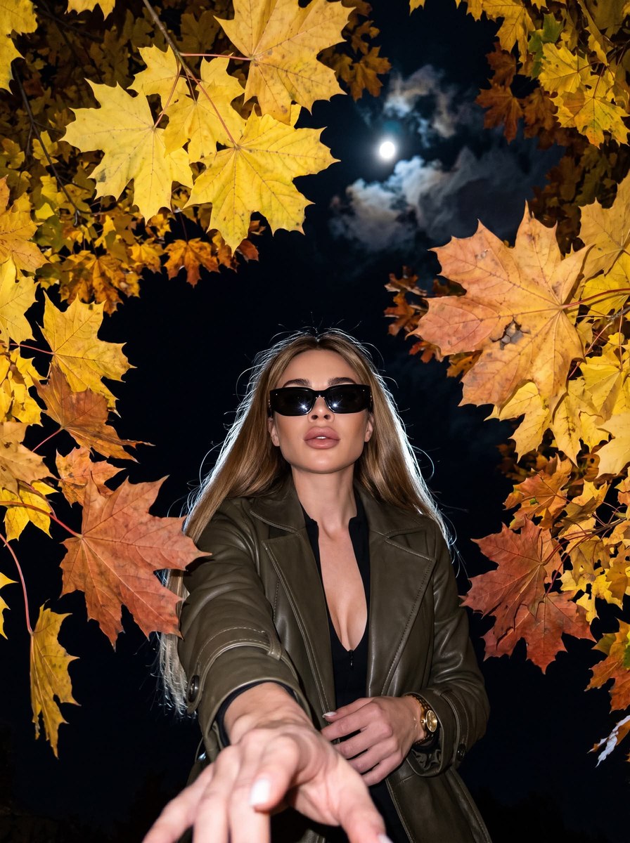 Autumn Moonlight Low-Angle Luxury Portrait