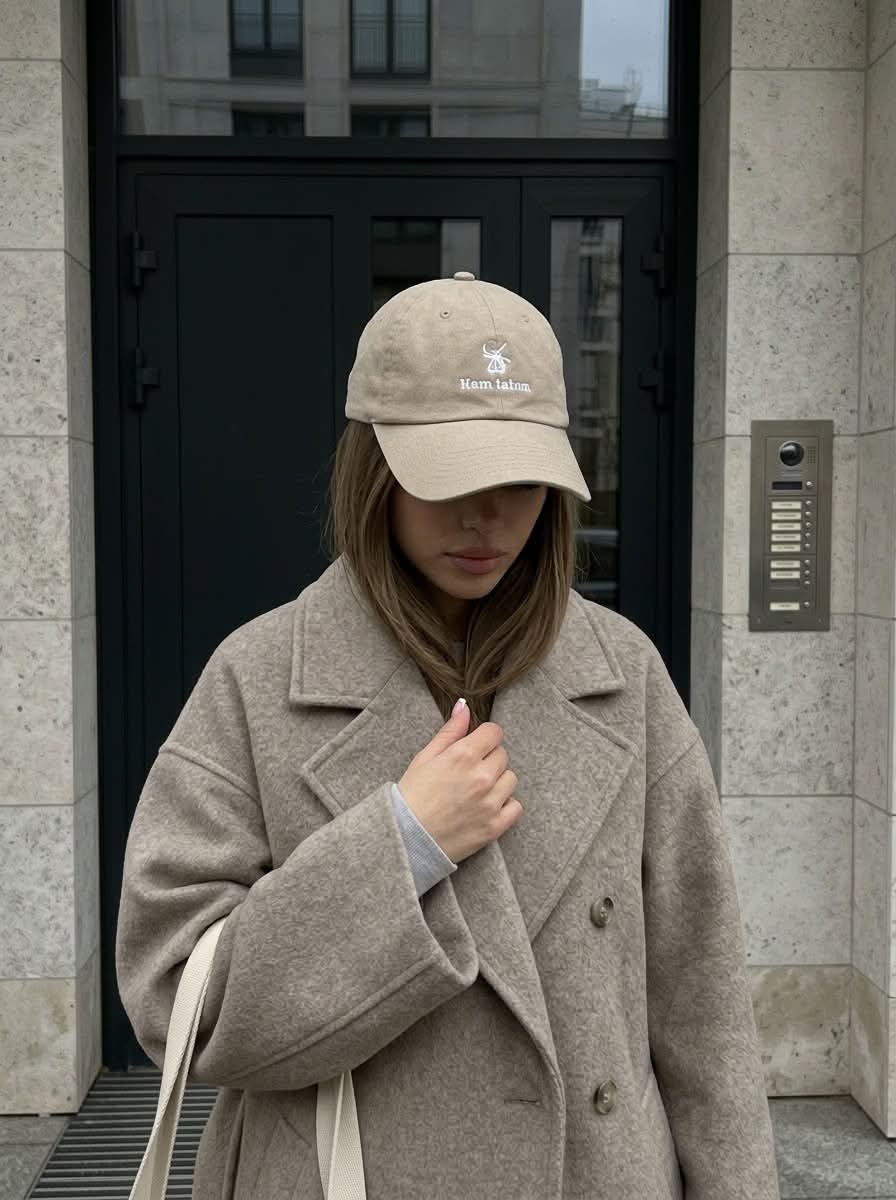 Realistic Candid Portrait at a Modern Building Entrance