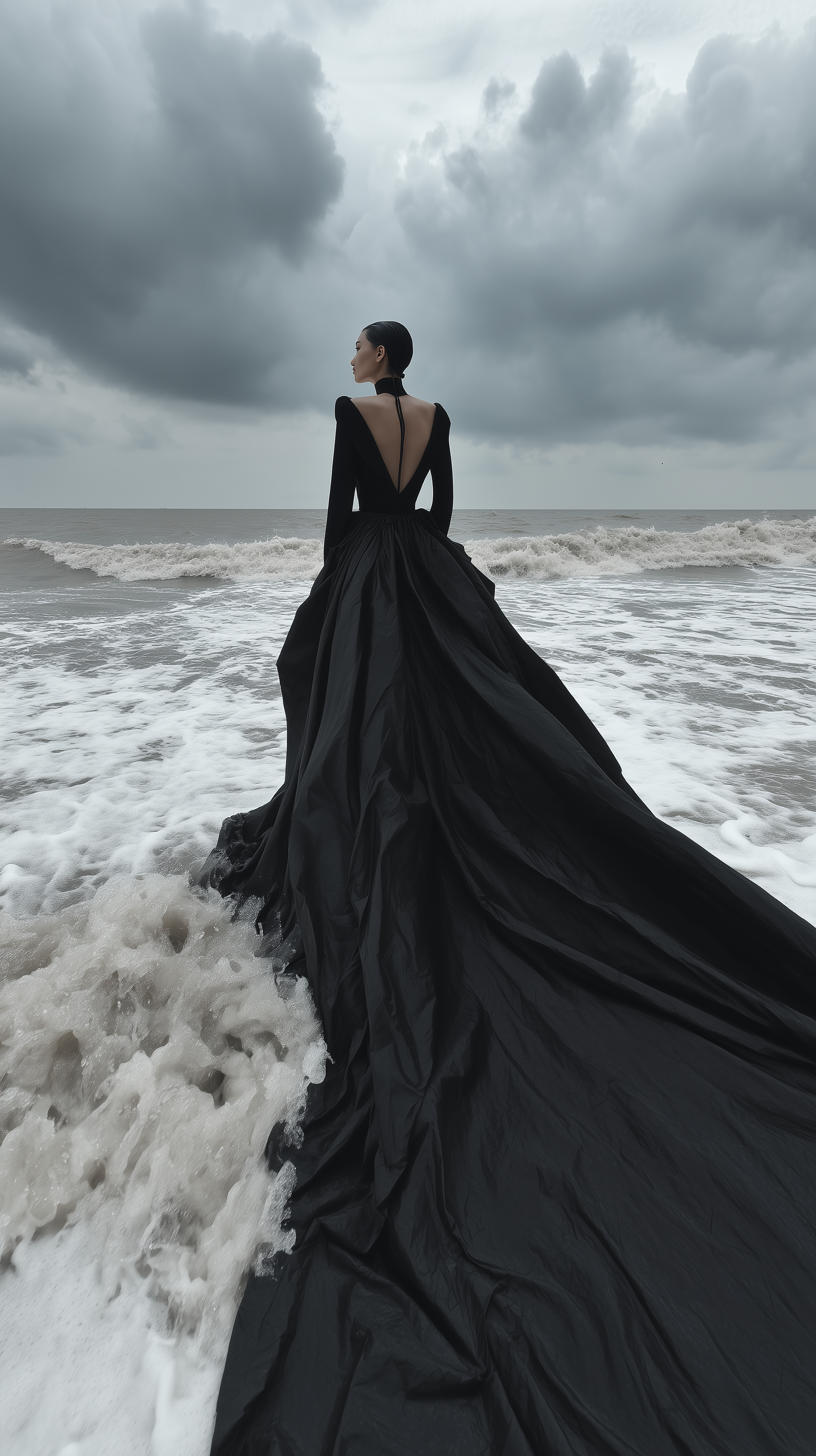 Cinematic Ocean-Shore Couture Fashion Editorial