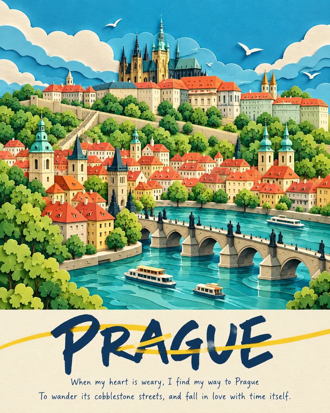 Layered Papercut City Travel Poster output 3