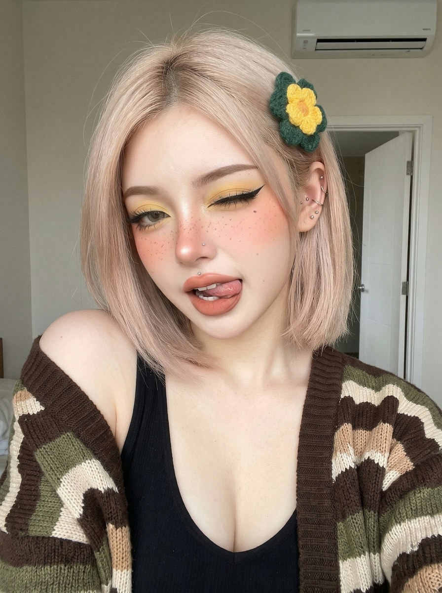 Soft Close-Up Selfie with Bold Makeup output 2