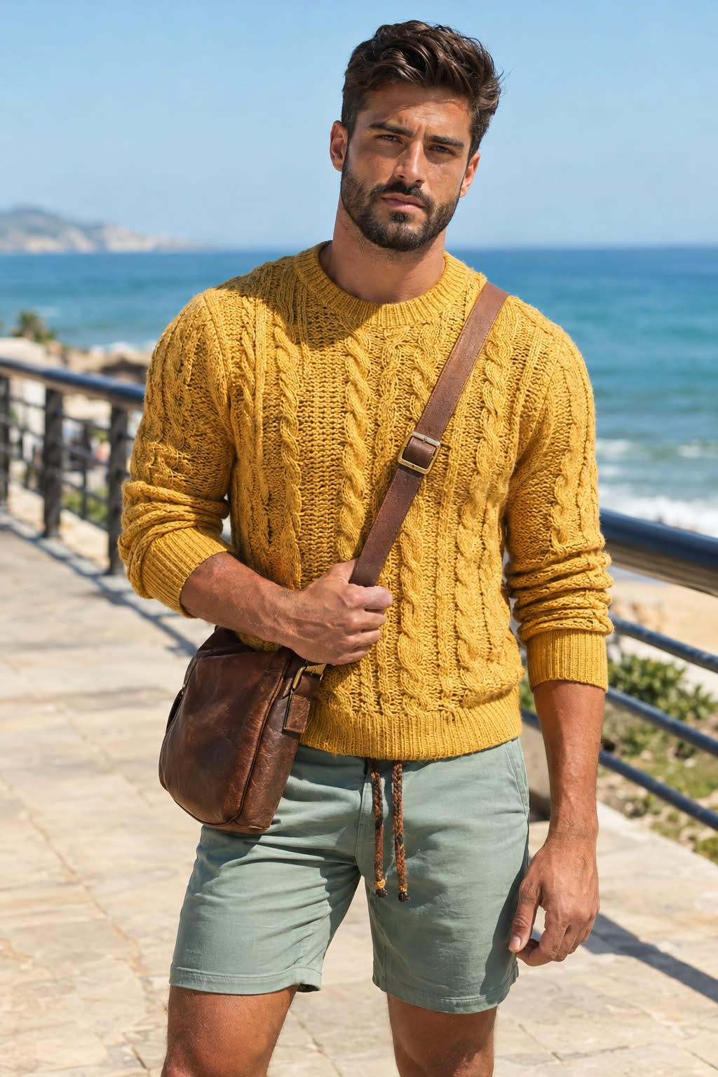 Photorealistic Coastal Men’s Fashion Portrait