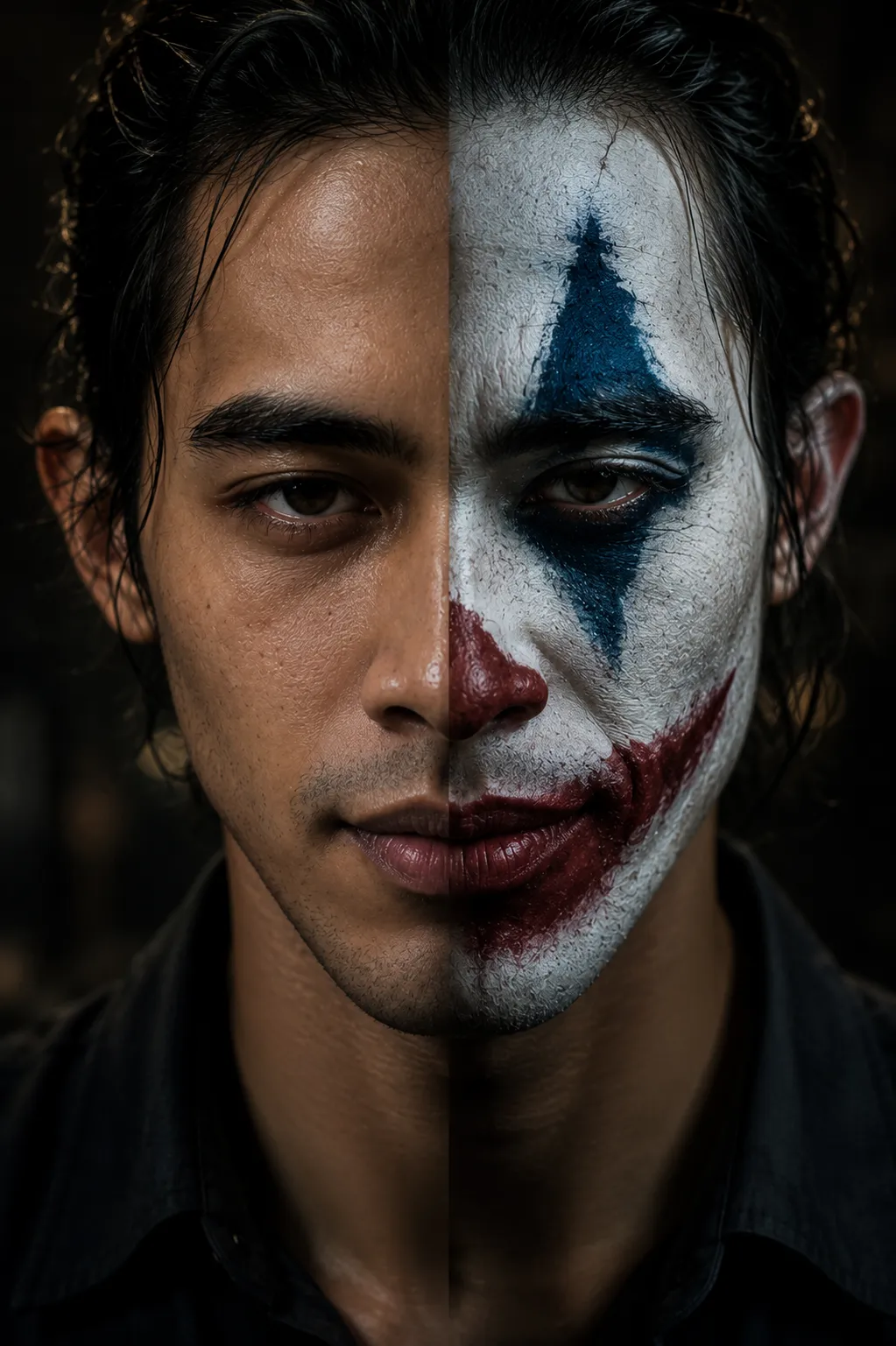 Cinematic Split-Face Joker Portrait output 4