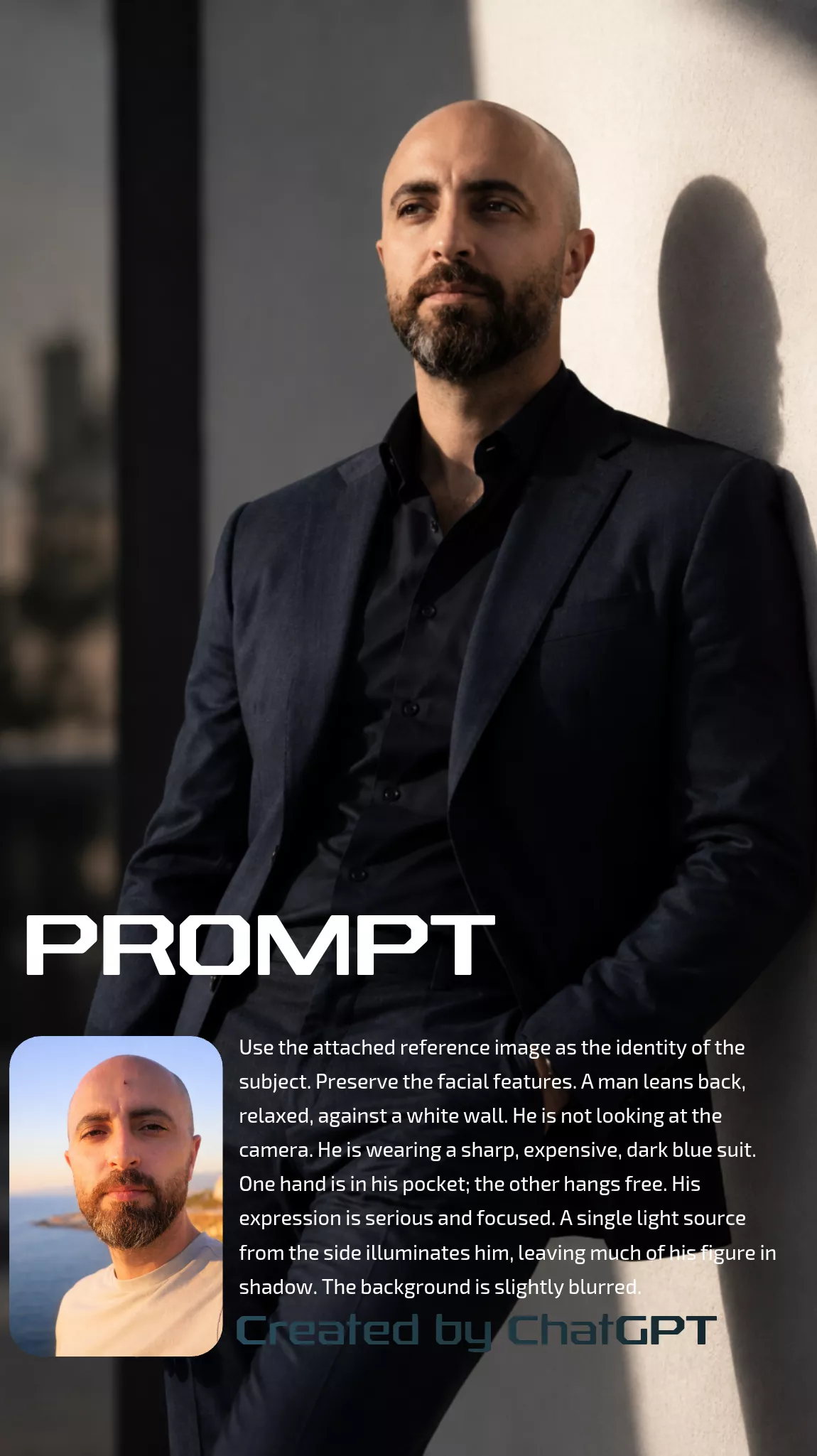 Side-Lit Portrait of a Man in a Dark Blue Suit output 4
