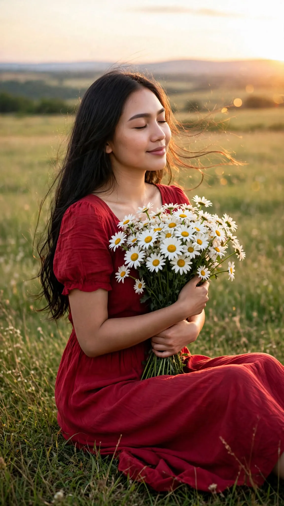 Golden-Hour Daisy Field Portrait output 5
