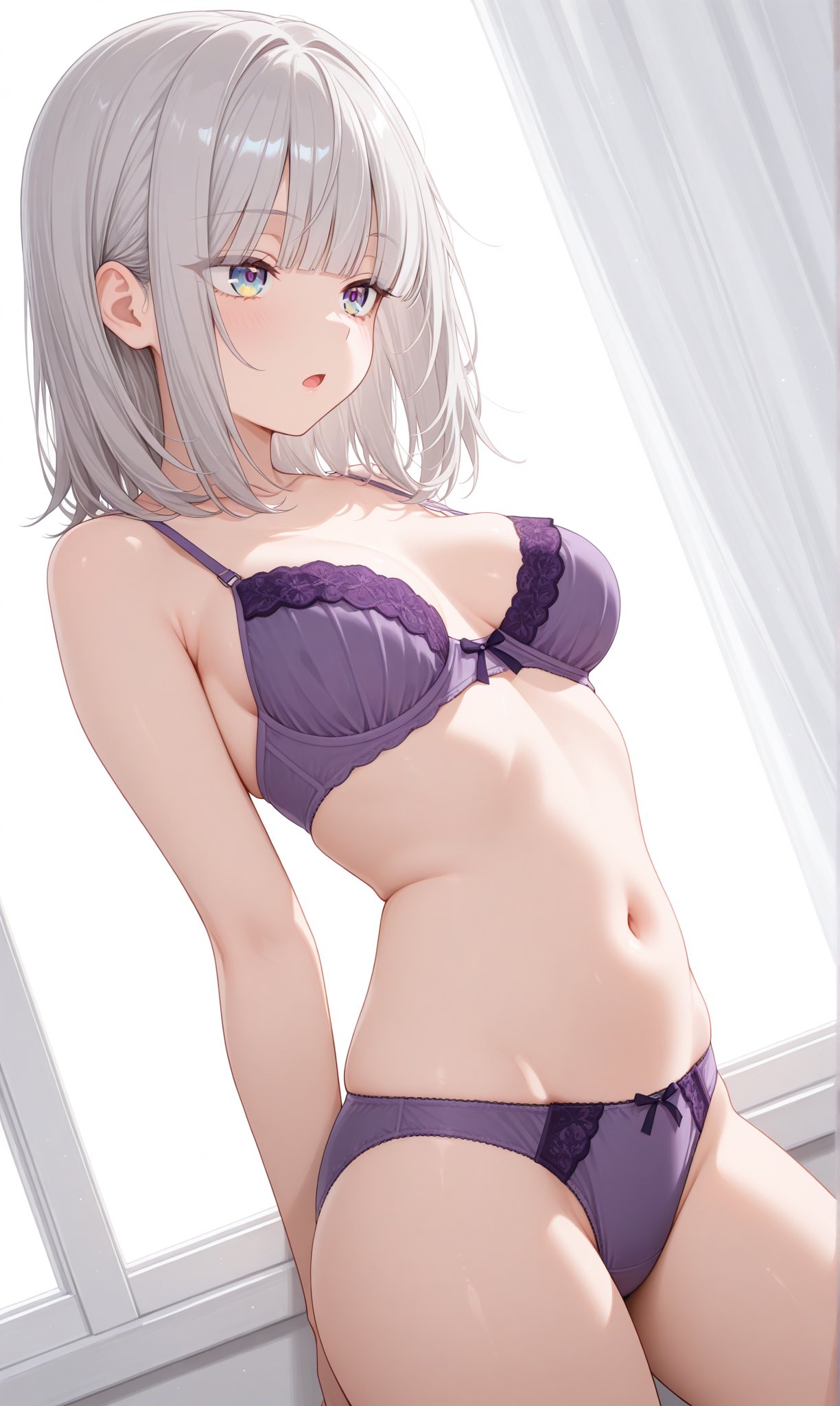 Anime Character in Purple Lingerie — Image Prompt