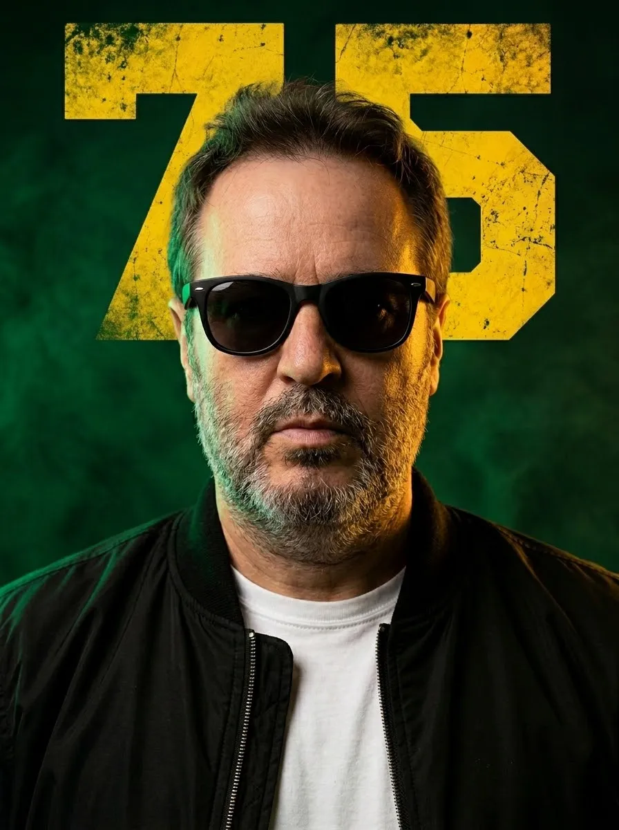 Green-and-Yellow Editorial Portrait with Number 22