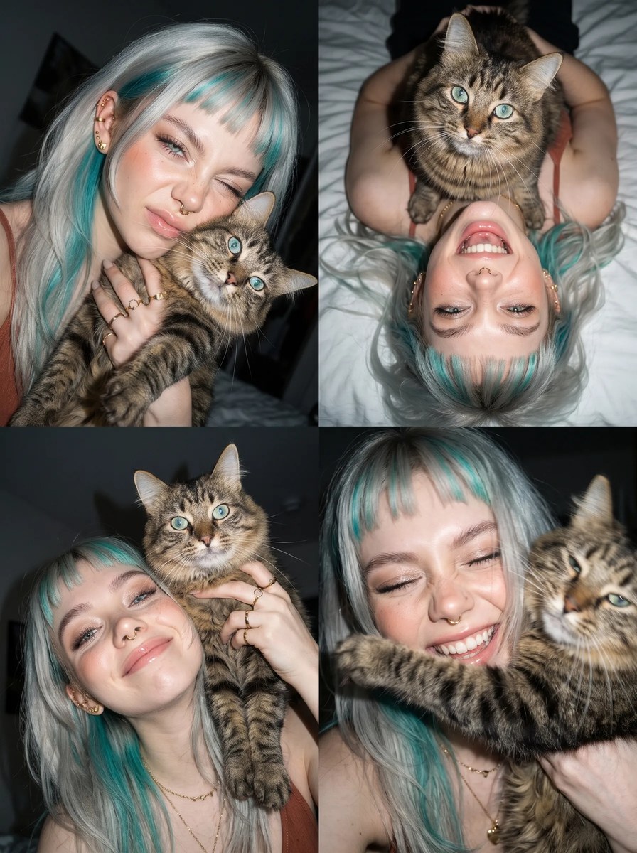 Young Woman Cuddling a Tabby Cat output 4