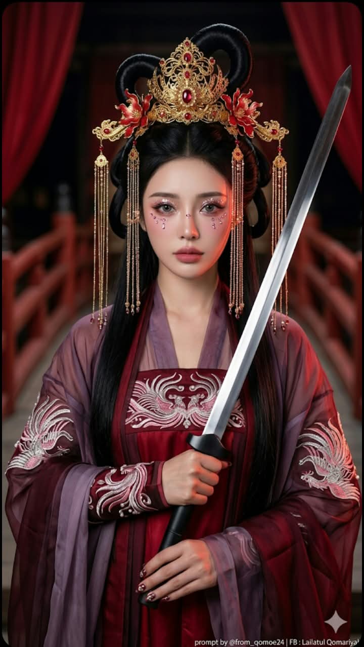 Burgundy Breeze: Hanfu Portrait output 2