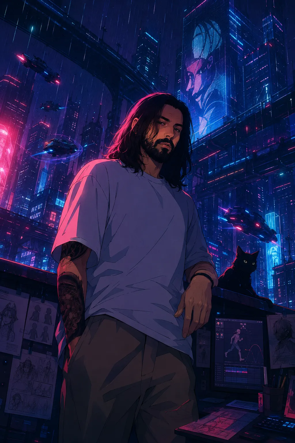 Cinematic Cyberpunk Anime Key Visual