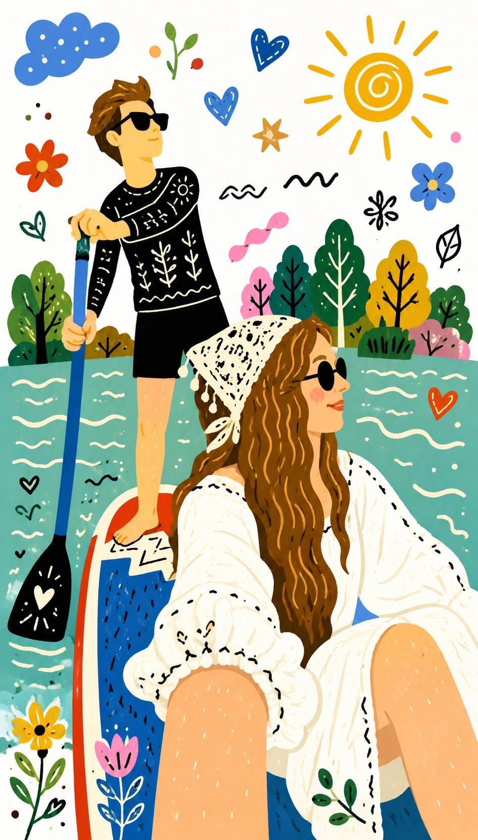 Whimsical Folk Illustration with Doodle Elements output 5