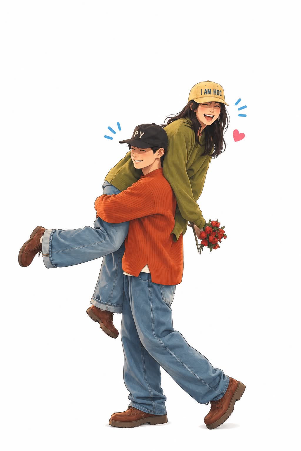 Minimal Romantic Young Couple Illustration output 2