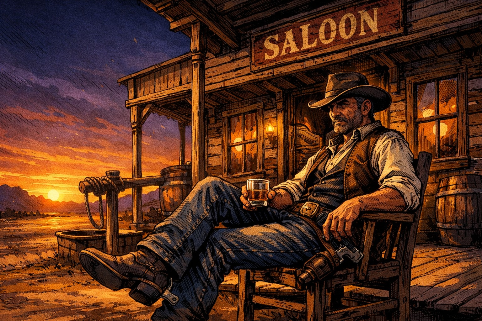 Cinematic Ink & Color Illustration Generator — Gary Frank Style output 4
