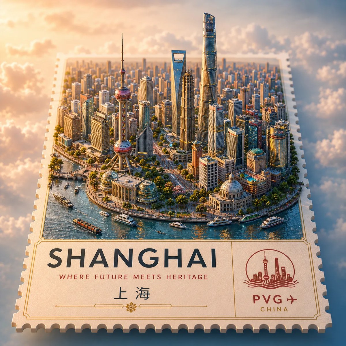 Miniature City Diorama Postage Stamp Travel Poster output 3