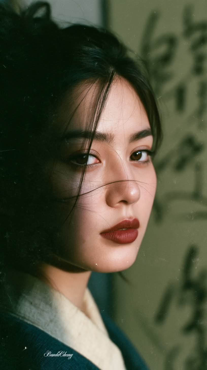 Low-Key Cinematic Portrait with Vintage Film Texture output 3
