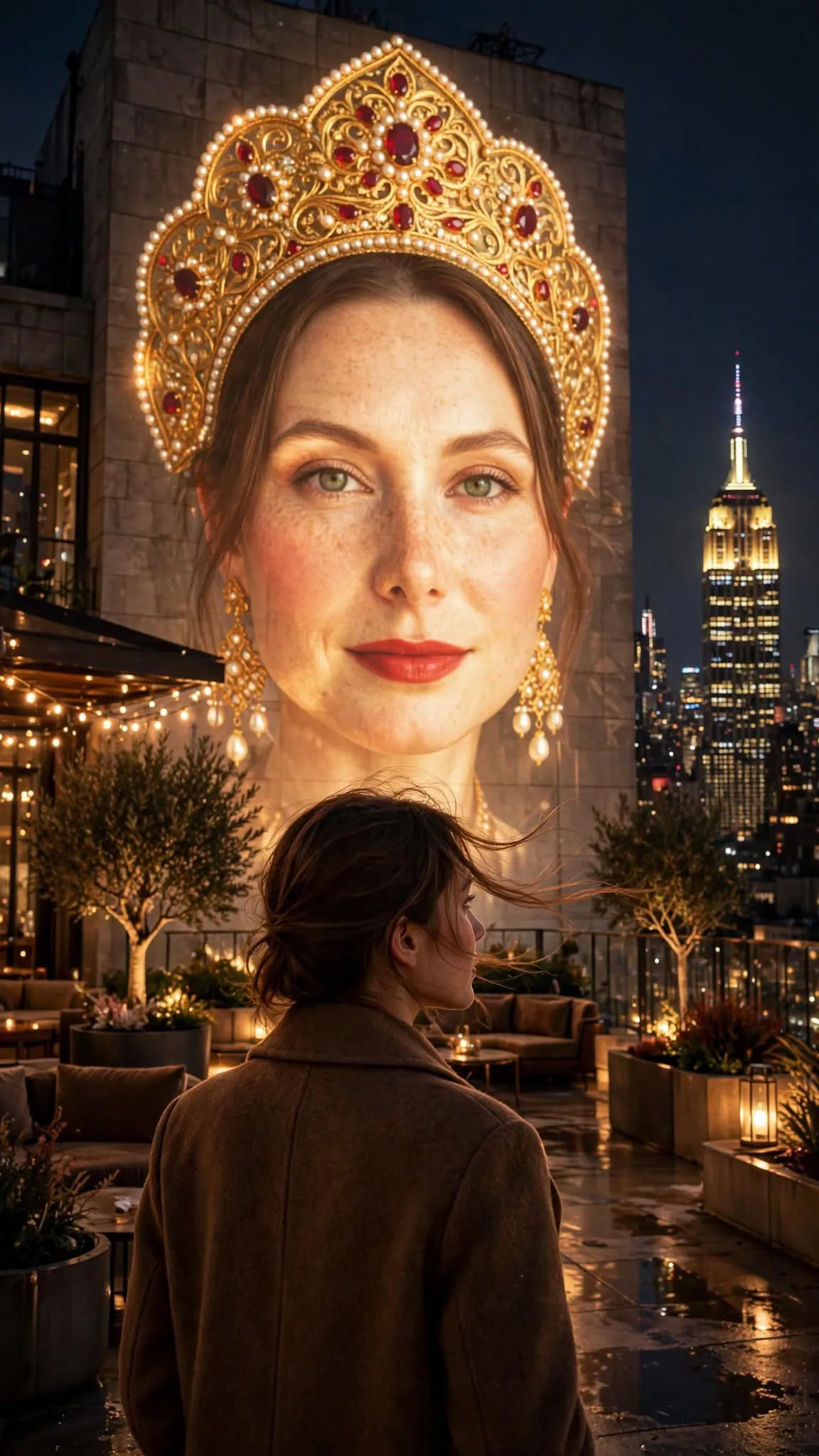 Rooftop Portrait Projection in New York