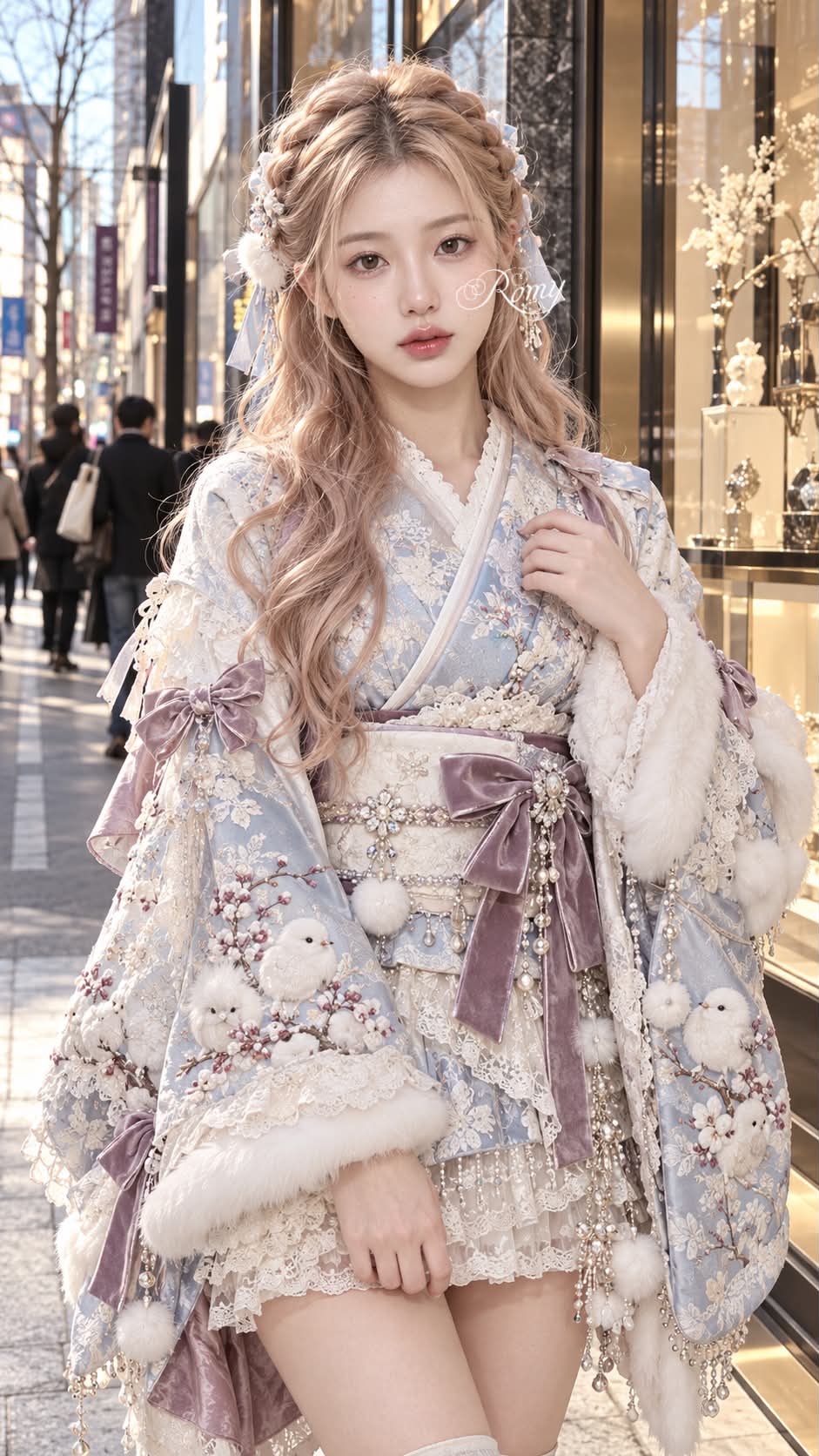Pastel Kimono Street-Fashion Portrait in Tokyo output 5