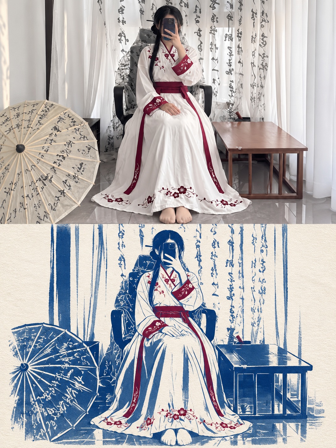Split Photo and Cyanotype Silhouette Comic output 2