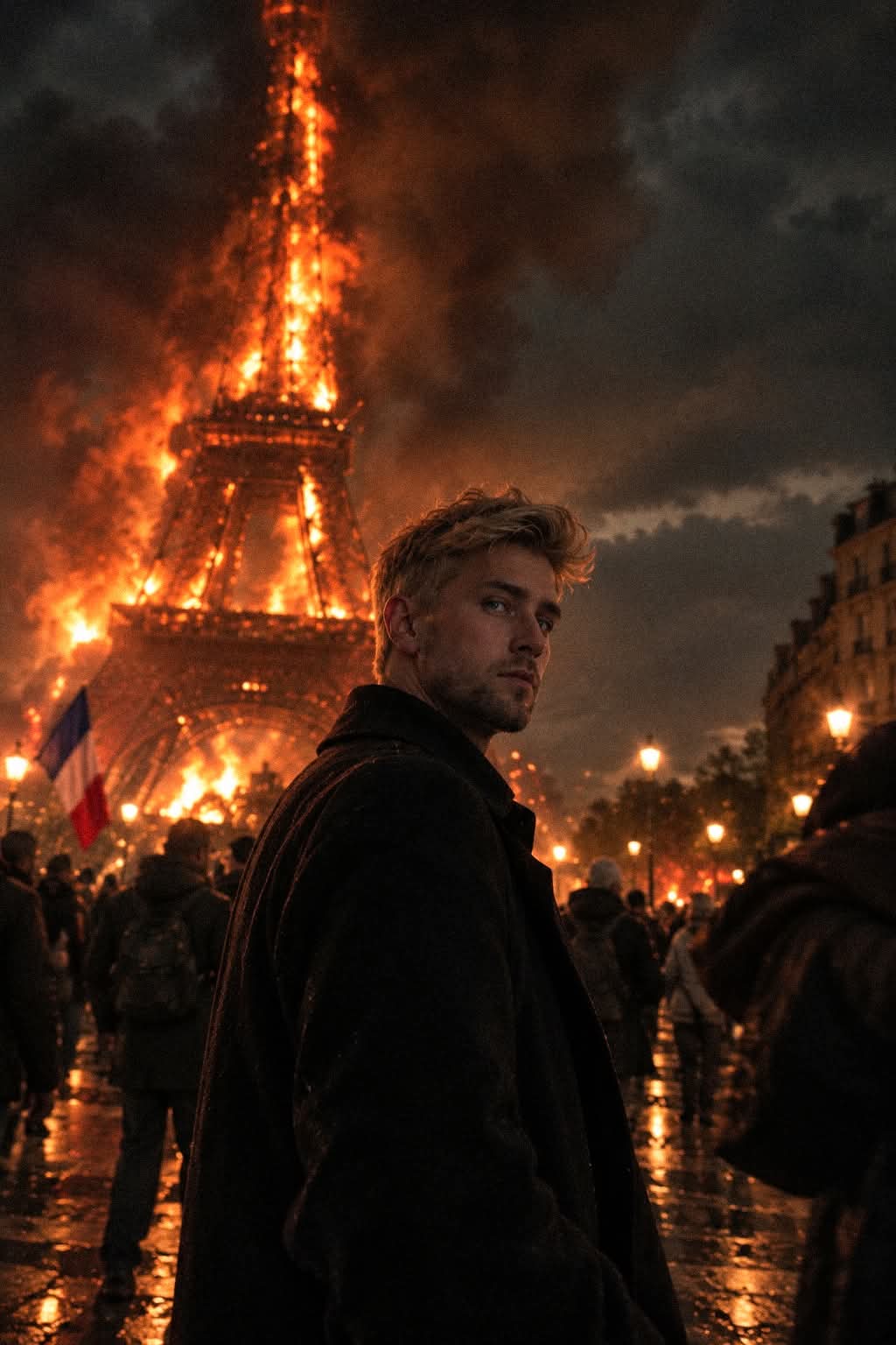 Cinematic Paris Disaster Photograph output 1
