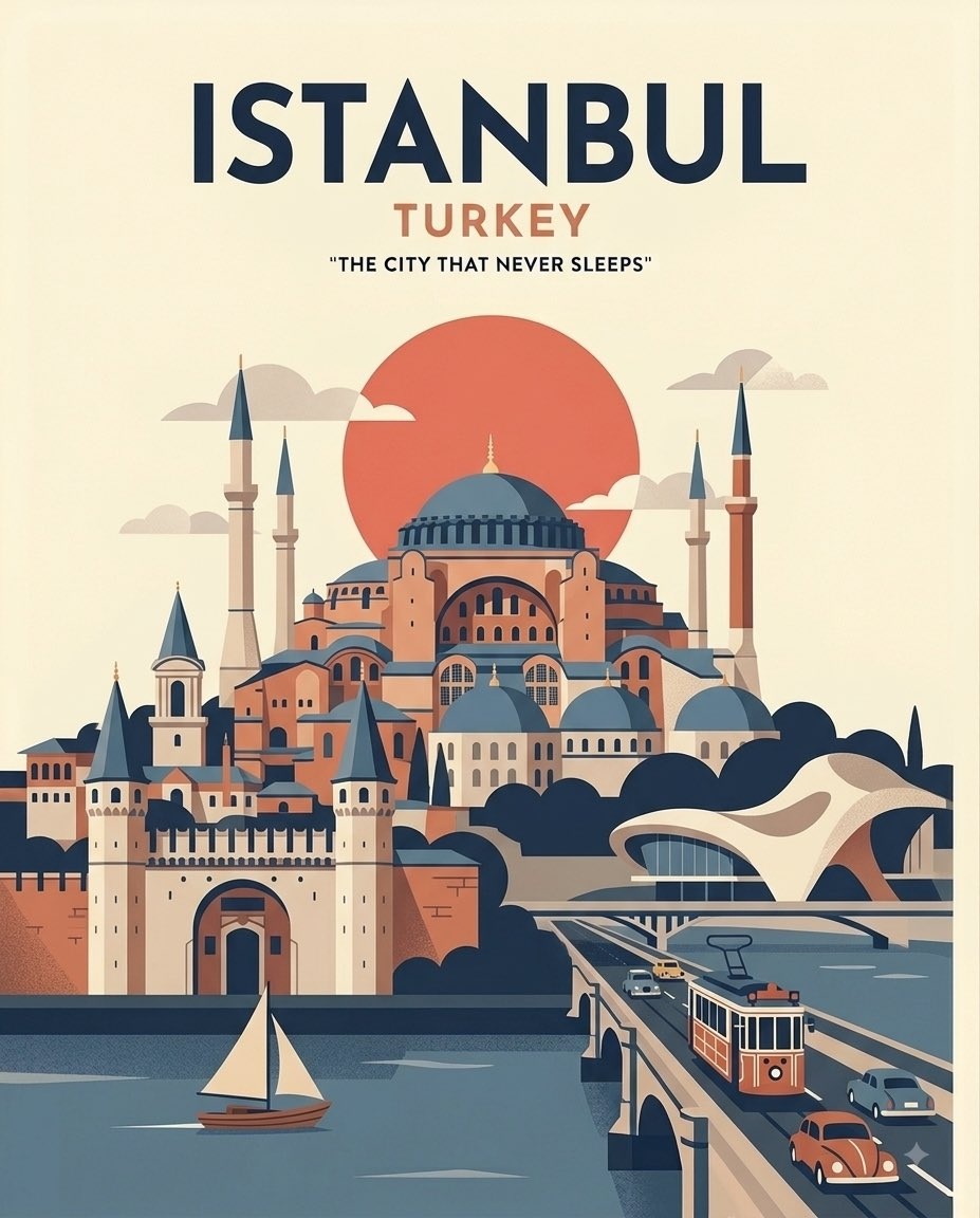 Vintage Mid-Century Travel Poster output 1