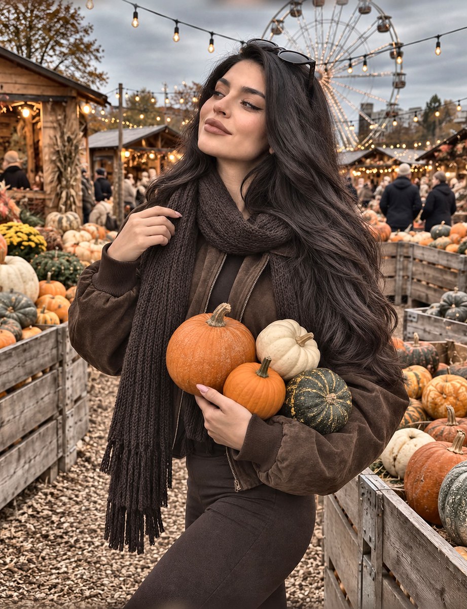 Identity-Preserving Autumn Pumpkin Market Portrait