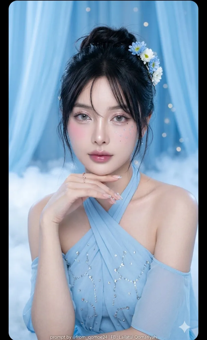 Ethereal Blue Moon Portrait with Crystal Makeup output 2