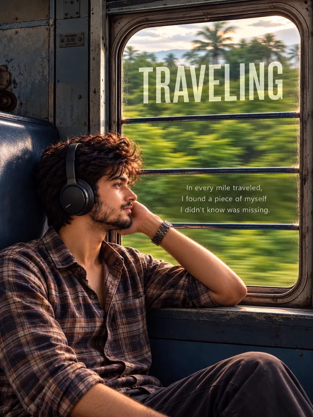 Cinematic Train-Window Travel Portrait
