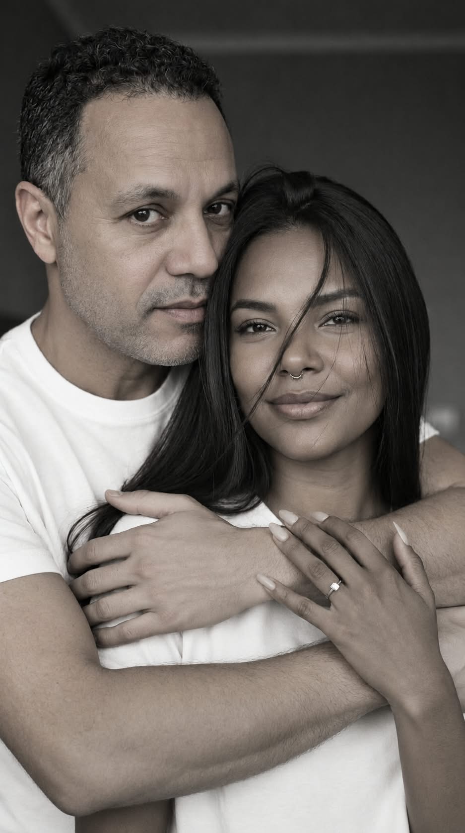 Intimate Black-and-White Couple Portrait