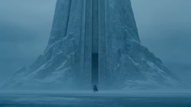 Icy Gate Warrior: Cinematic Blizzard Showdown