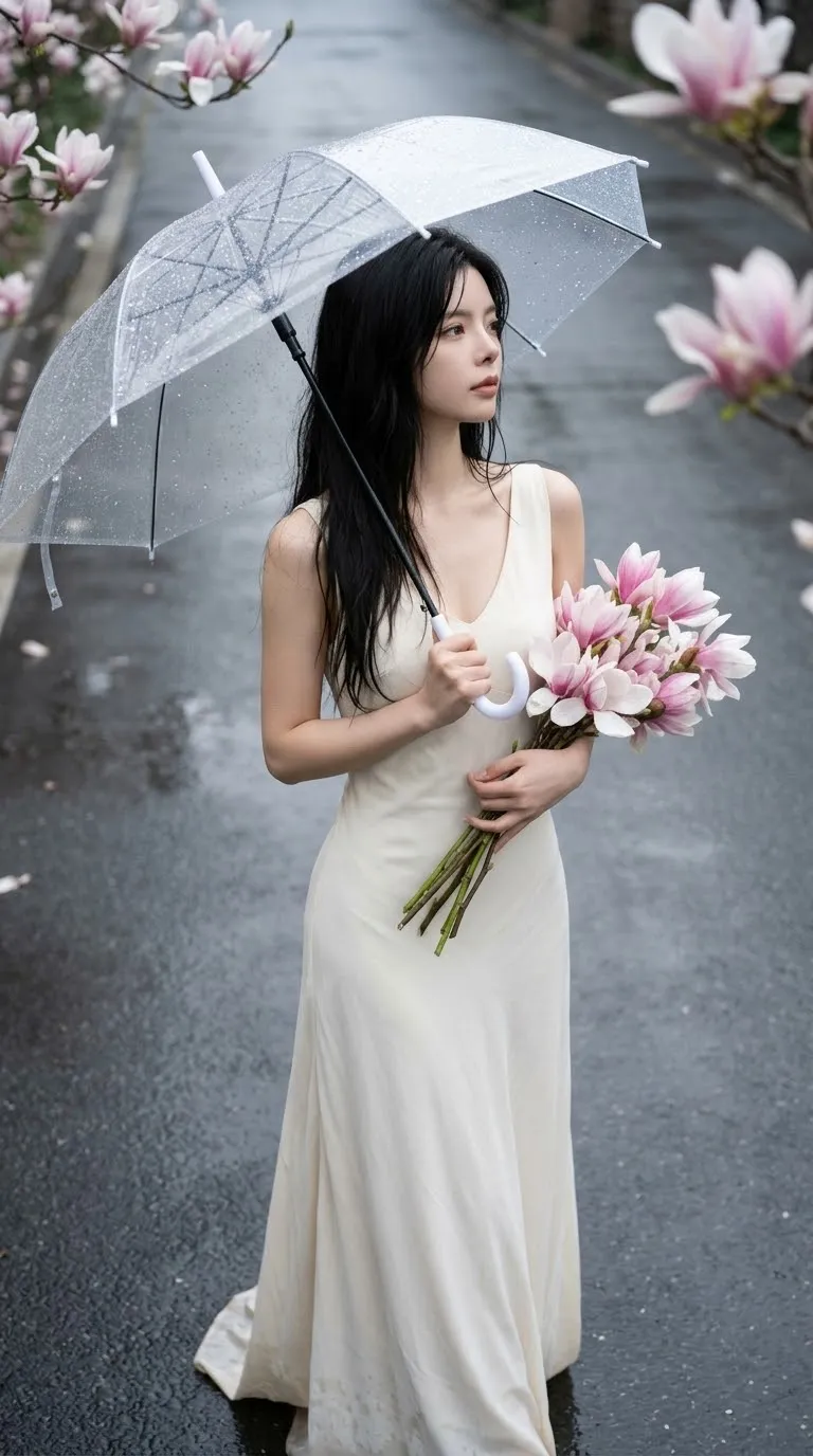 Rain-Soaked Magnolia Portrait output 1