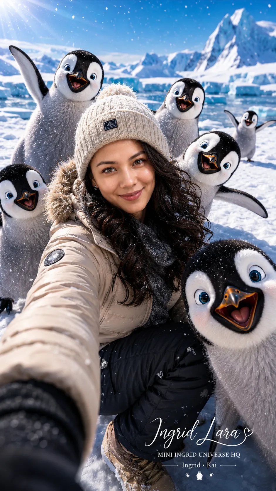 Antarctic Selfie with Playful Baby Penguins output 1