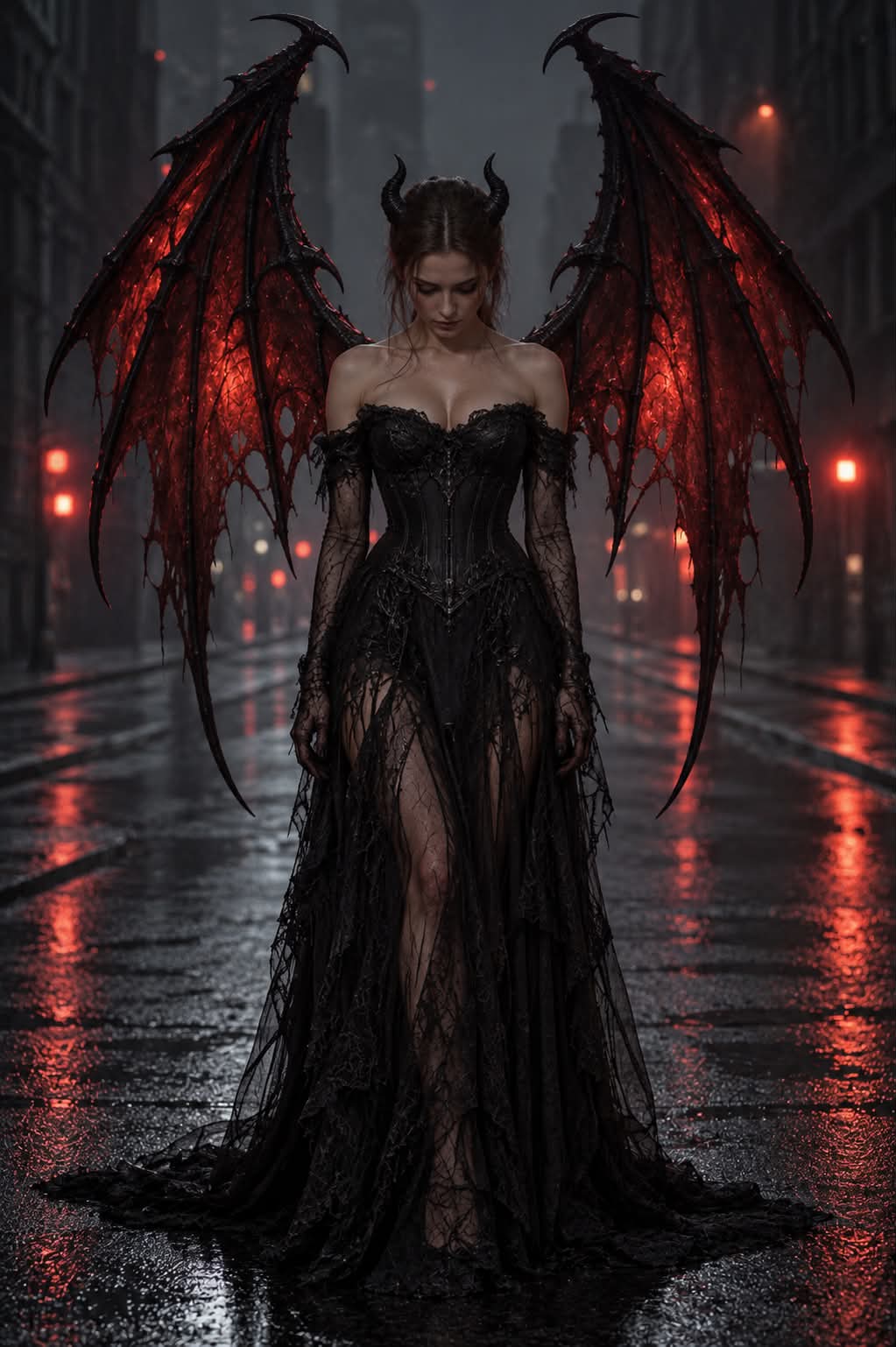 Demonic Woman Amid Burning Ruins output 3