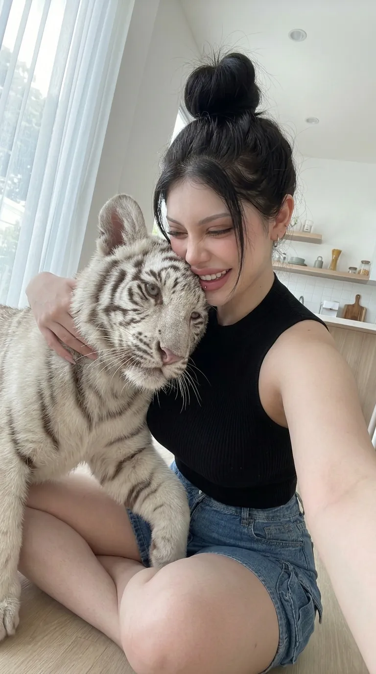 Smartphone Selfie with a White Tiger Cub output 4