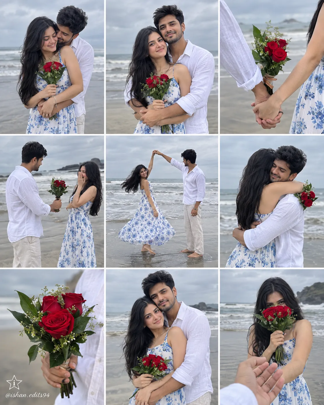 Romantic Beach Couple: 3×3 Photo Collage