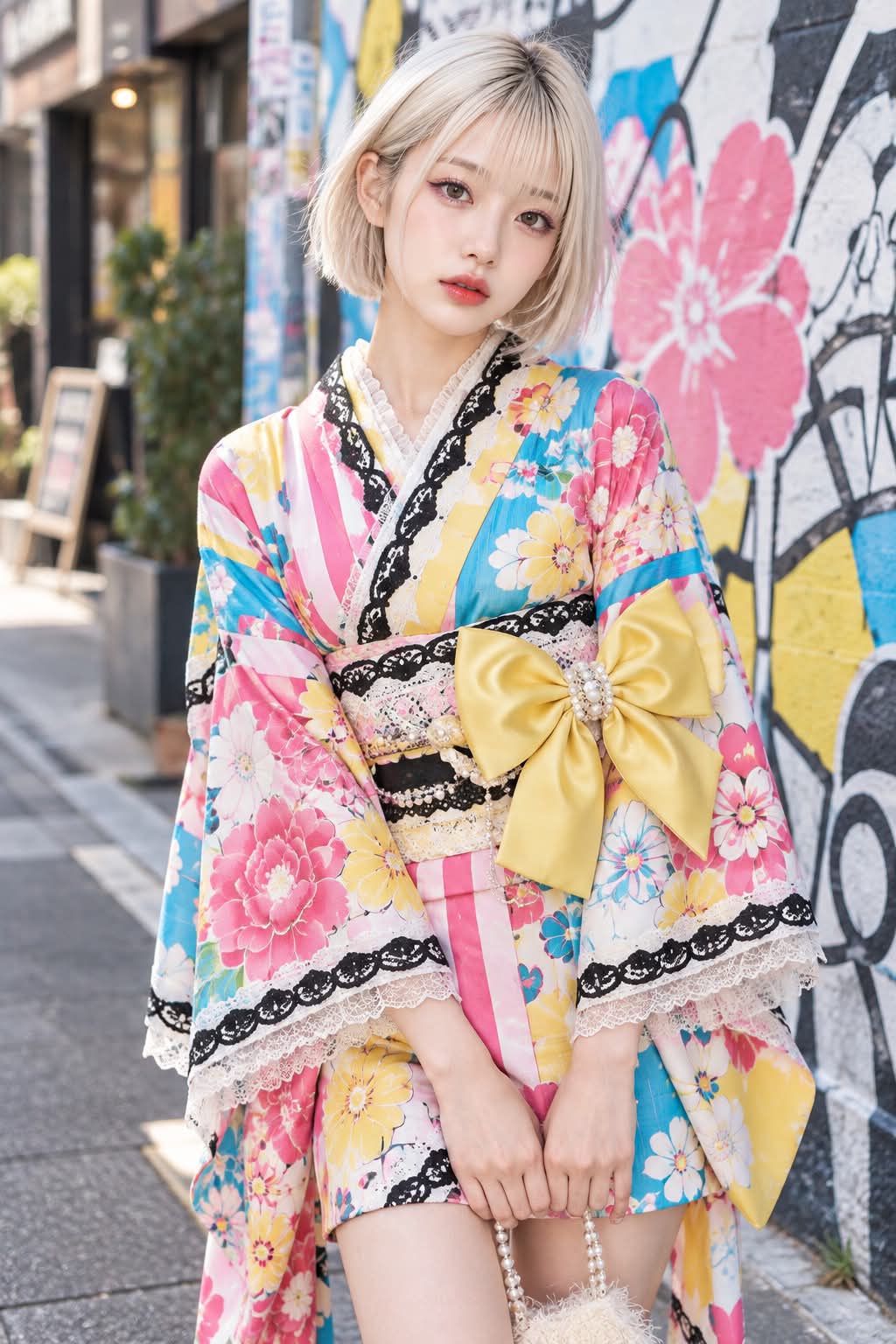 High-Fashion Kimono Street Portrait