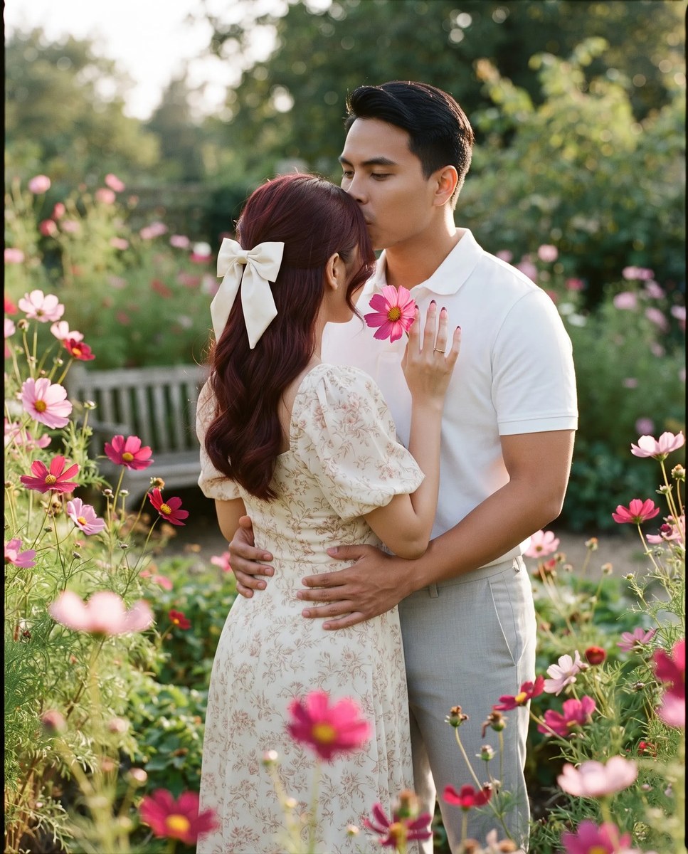 Vintage Romantic Couple in a Cosmos Garden output 9