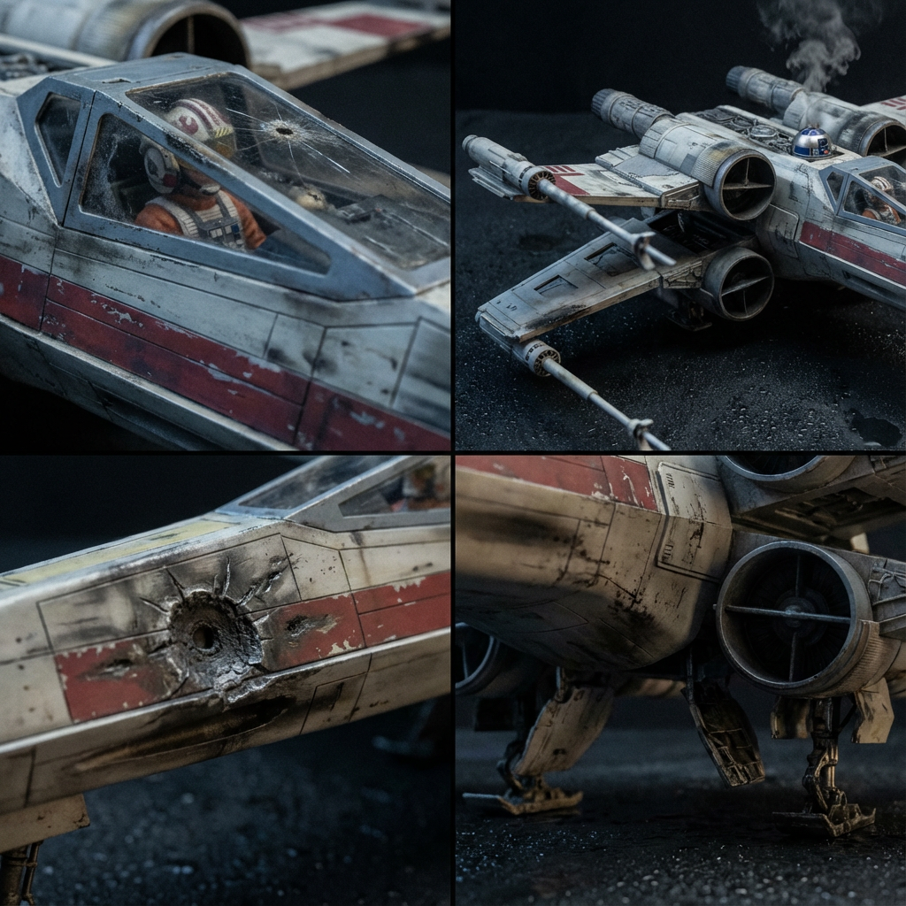 Hyper-Realistic X-Wing Battle Damage Images